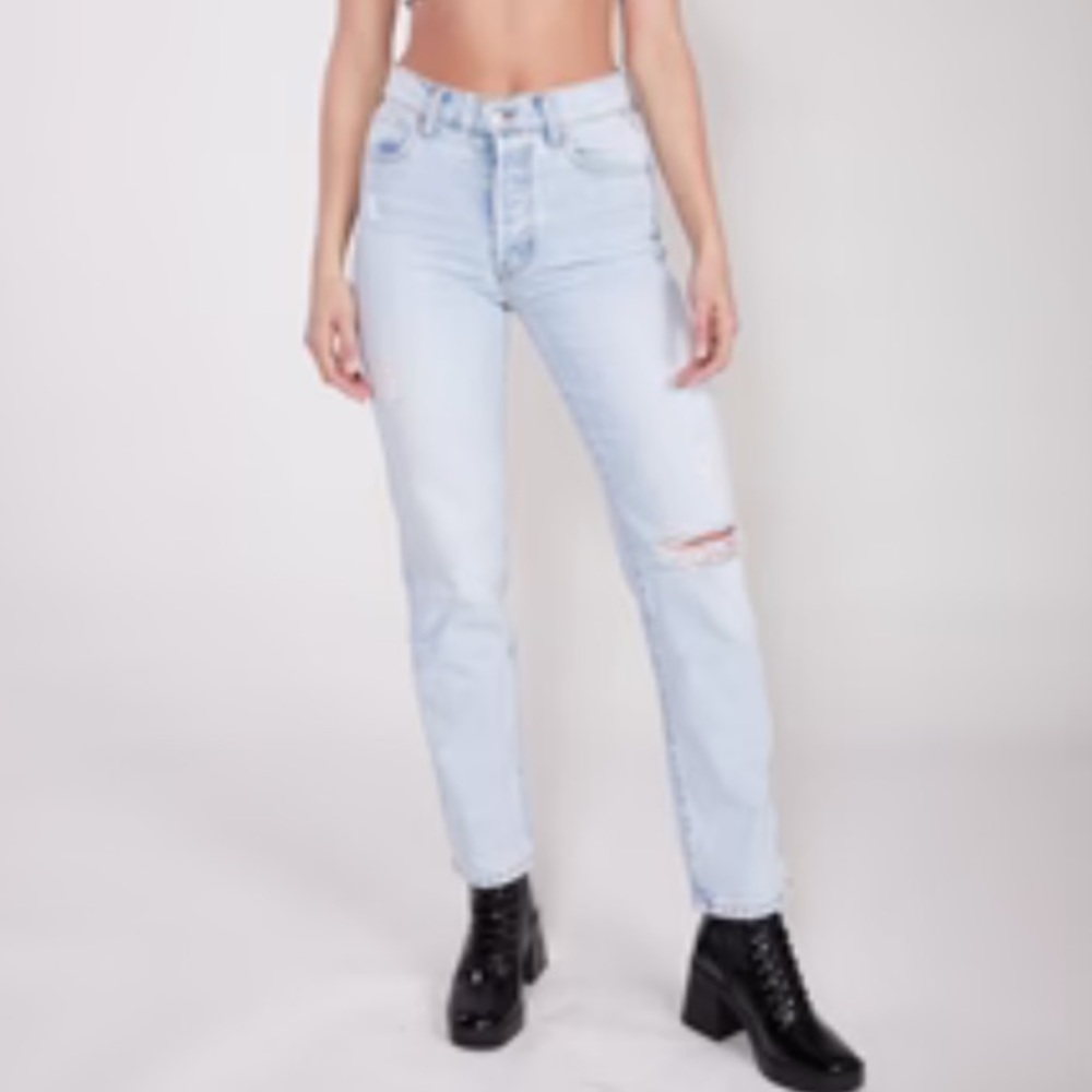 High-wasted, vintage style, straight leg denim
